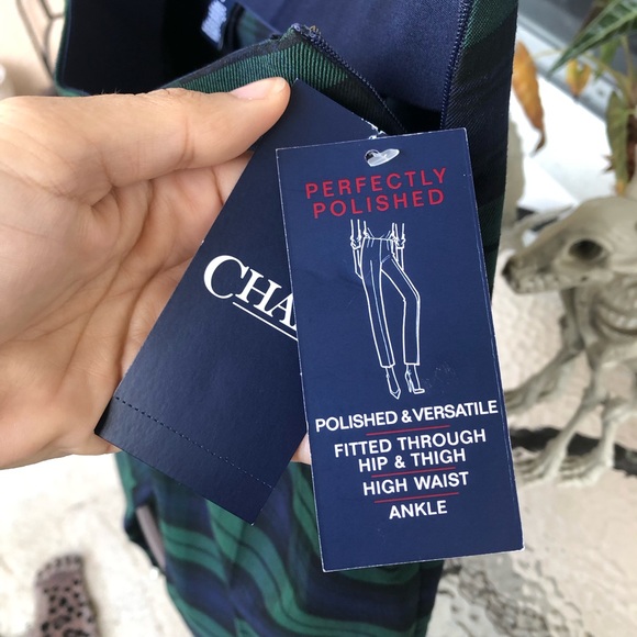 NWT Chaps Perfectly Polished Plaid Ankle Pants - 8 - Picture 8 of 11